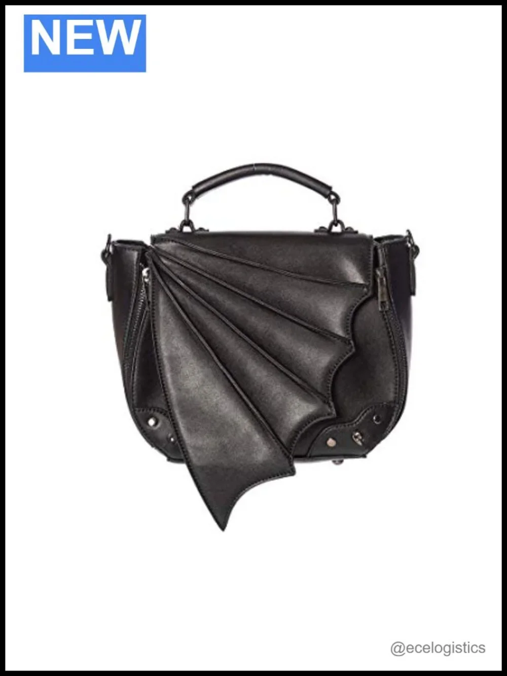 Women's Faux Leather Bat Wing Hobo Bag - Top Handle Gothic Style Handbag